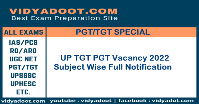 UP TGT PGT Vacancy 2022 Subject Wise